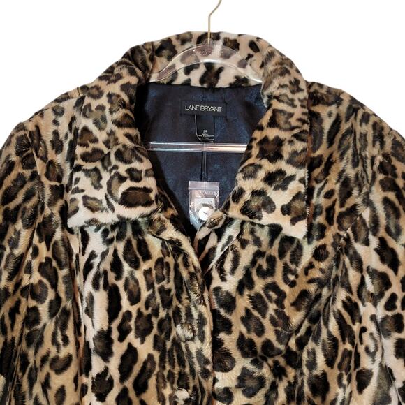 Lane Bryant Leopard Short Jacket 3/4 Sleeve Tan Black Plus Size 24 Chic Edgy - Picture 3 of 14